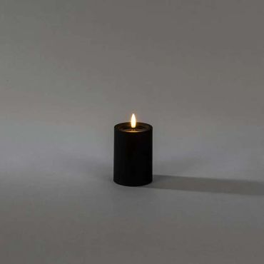 Konstsmide - Bougie à LED bloc sur piles avec flamme vacillante - Ø 7 x 10 cm - IP44 - noir
