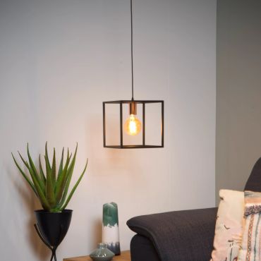 Lucide Arthur - lampe suspendue - 25 x 25 x 155 cm - noir et cuivre