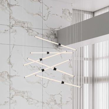 Nova Luce Stalactite - lampe suspendue - Ø 150 x 250 cm - 79W dimmable LED inclus - noir sablé