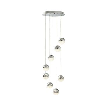 Searchlight Marbles - lampe suspendue - Ø 35 x 155 cm - 8 x 5W LED dimmable inclus - chrome
