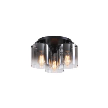 Searchlight Sweden - plafonnier - Ø 39 x 21 cm - noir mat et ombre fumé