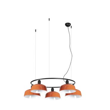 Faro Tatawin M - suspension - Ø 96,6 x 100 x 210 cm - noir satiné et orange rougeâtre brillant