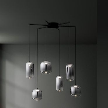 Nova Luce Aelia - lampe suspendue - Ø 72 x 145 cm - 25W LED inclus - noir mat et gris fumé
