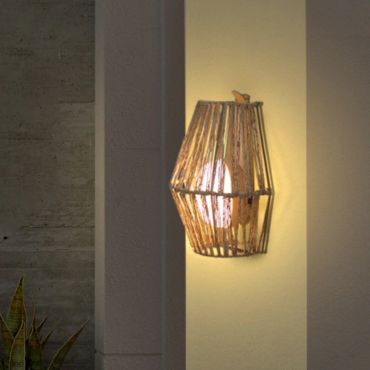 New Garden Sisine - applique murale d'extérieur avec source lumineuse rechargeable et télécommande - 22,5 x 11,5 x 24,5 cm - 9W dimmable LED inclus - IP54 - marron