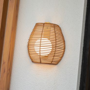 New Garden Bossa - applique murale d'extérieur avec source lumineuse rechargeable et télécommande - 9W dimmable LED inclus - 21 x 11,5 x 23 cm - IP54 - brun