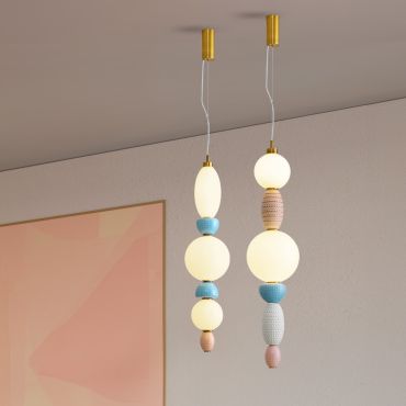 Nova Luce Obrie - lampe suspendue - Ø 20 x 215 cm - 27W LED inclus - laiton doré, orange et bleu