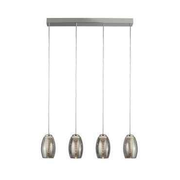 Searchlight Cyclone - lampe suspendue - 75,5 x 11,5 x 150 cm - 21W LED dimmable inclus - chrome et verre fumé