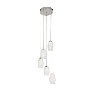 Searchlight Cyclone - lampe suspendue - Ø 35 x 150 cm - 27W LED dimmable inclus - chrome et transparent