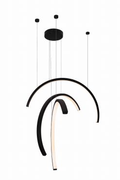 Maxlight Trio Arc - lampe suspendue - 80 x 180 cm - 3 x 21W LED inclus - noir