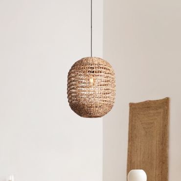 Nova Luce Bola - lampe suspendue - Ø 42 x 200 cm - naturel et noir