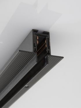 Nova Luce Ultra Slim - rail magnétique encastré sans raccord avec ailettes de 1 cm de profondeur - 200 cm - noir