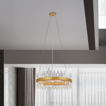 Nova Luce Crown - lampe suspendue - Ø 75 x 150 cm - or satiné