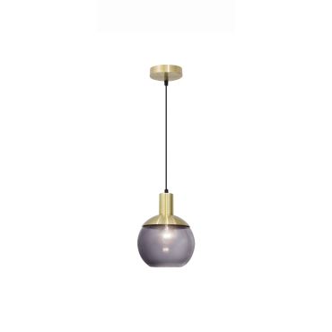 Nova Luce Aubrey - lampe suspendue - Ø 20 x 120 cm - gris et laiton