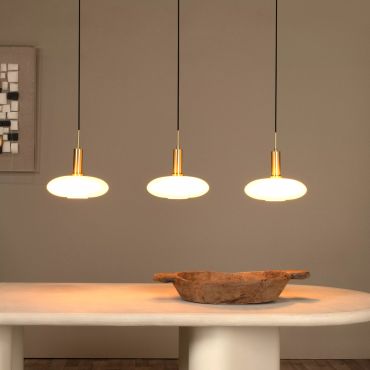 Lucide Singala 3L - lampe suspendue - 126 x 30 x 169 cm - opale et or