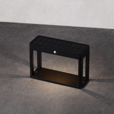Nova Luce Berni - poteau de jardin solaire avec capteur - 23 x 15,5 x 8,6 cm - 2W LED inclus - IP65 - anthracite foncé
