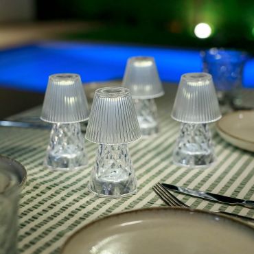 New Garden Lola 12 Lux - lampe de table à piles - Ø 6 x 12 cm - LED inclus - IP44 - transparent