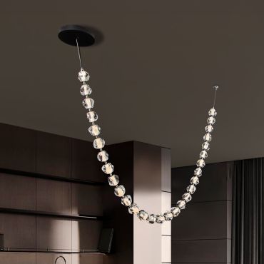Nova Luce Ifos - lampe suspendue - 10 x 385 cm - 119W dimmable LED inclus - noir sablé et métal chromé