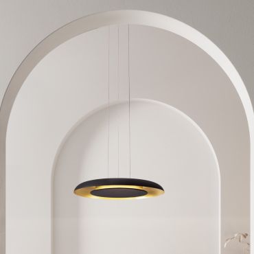 Nova Luce Epos - lampe suspendue - Ø 60 x 145 cm - 38W dimmable LED inclus - noir sablé et or brossé