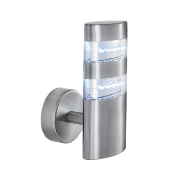 Searchlight India - Applique d'extérieur - 10 x 19,5 cm - 1,5W LED inclus - IP44 - argent satiné