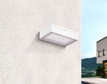Century Italia Domino MINI - Applique solaire extérieure avec capteur - 9 x 3,5 x 13,7 cm - 3W LED inclus - IP65 - blanc
