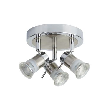 Searchlight Aries - plafonnier - Ø 18 x 13 cm - IP44 - chrome
