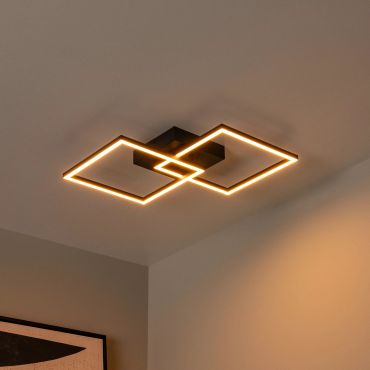 Lucide Arianne - plafonnier - 58 x 35,5 x 6,5 cm - 23W LED incl. - couleur de lumière réglable - noir