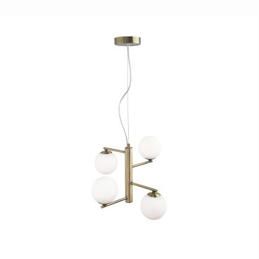 Nova Luce Agrigento - lampe suspendue - Ø 35 x 150 cm - opale et laiton antique