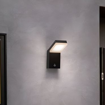 Nova Luce Farge - applique murale d’extérieur avec détecteur - 10 x 22 x 16,5 cm - 12W LED inclus - IP65 - anthracite foncé