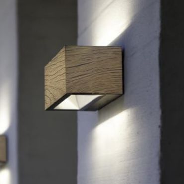 Lutec Gemini - applique murale extérieure - 14 x 8,9 x 6,5 cm - 10,5W LED inclus - IP54 - bois