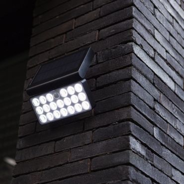 Lutec Tuda - applique solaire extérieure avec détecteur de mouvement - smart lighting - Lutec Connect - 18 x 11,1 x 19,2 cm - 8,5W LED inclus - IP44 - noir