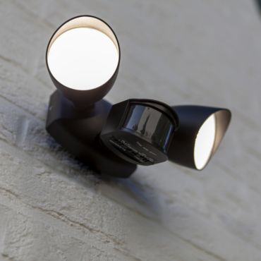 Lutec Shrimp - Applique d'extérieur avec détecteur de mouvement - 17,7 x 27,2 x 16,8 cm - 23,5W LED inclus - IP54 - noir