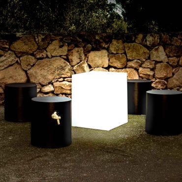 New Garden Cuby 53 - lampe de table extérieure avec câble - 43 x 43 x 53 cm - 7W LED inclus - IP65 - blanc