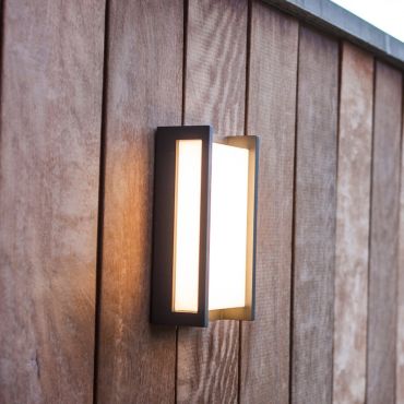 Lutec Qubo - applique murale extérieure - 11 x 7 x 22 cm - 17,3W LED inclus - IP54 - gris foncé
