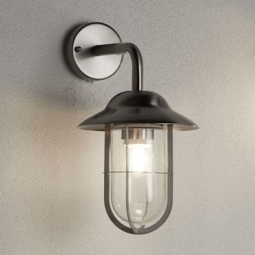 Searchlight Toronto - applique d'extérieur - 17 x 31 cm - IP44 - argent satiné