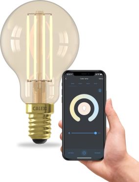 Ampoule LED intelligente Calex - Ø 4,5 x 11 cm - E14 - 4,9W - fonction de gradation via application - 1800 à 3000K - doré