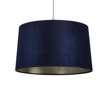 Abat-jour cylindrique Searchlight - Ø 40 x 25 cm - bleu marine avec or
