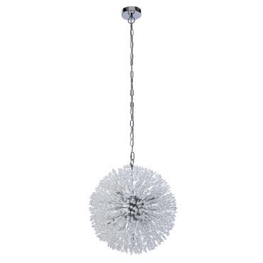 Searchlight Sunburst - lampe suspendue - Ø 40 x 150 cm - chrome et transparent