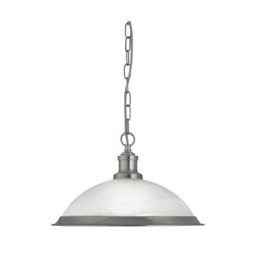 Searchlight Bistro - lampe suspendue - Ø 34 x 80 cm - argent satiné