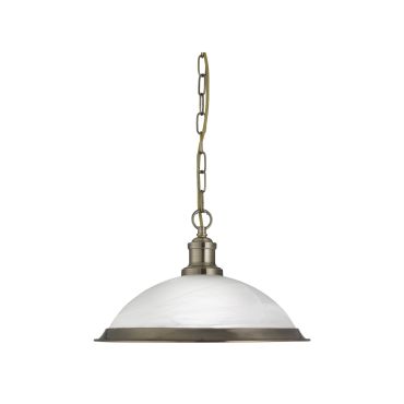 Searchlight Bistro - lampe suspendue - Ø 34 x 77 cm - albâtre et laiton antique