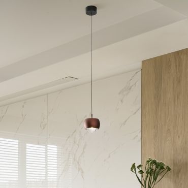 Nova Luce Conga - lampe suspendue - Ø 9,6 x 140 cm - 13W LED inclus - café