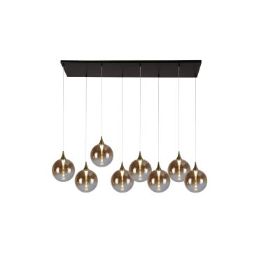 Searchlight Alchemy - lampe suspendue - 107 x 150 cm - 29W LED dimmable inclus - noir, or et ambre