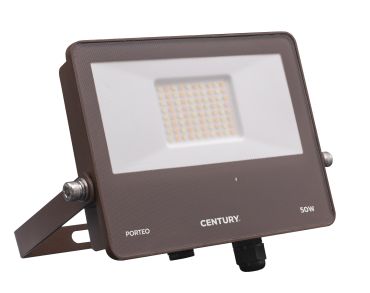 Century Italia Porteo CCT - spot avec détecteur - 22,7 x 20,5 x 3,6 cm - 50W LED inclus - couleur de lumière réglable - IP65 - brun