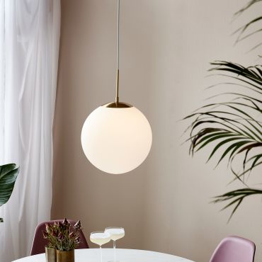 Nordlux Grant - lampe suspendue - Ø 35 x 235 cm - laiton et blanc opale