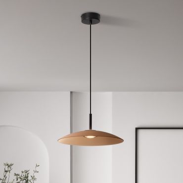 Nova Luce Polifemo - lampe suspendue - Ø 40 x 140  cm - 12W LED inclus - verre moka et noir sablé