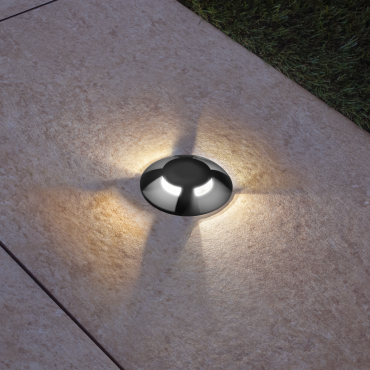 Century Italia Argo - projecteur de sol avec 4 fenêtres - Ø5,8 x 6,5 cm - 0,75W LED inclus - 4000K - IP67 - noir