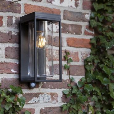 Lutec Flair - applique solaire extérieure avec détecteur de mouvement - 12 x 13,8 x 28,5 cm - 2W LED inclus - IP44 - noir