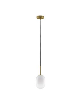 Nova Luce Chrysi - lampe suspendue - Ø 12 x 120 cm - laiton doré et blanc