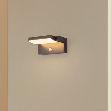 Nova Luce Gerber - applique murale d’extérieur avec détecteur - 21 x 16,5 x 10 cm - LED 20W incluse - IP54 - noir