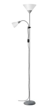 MODÈLE D’EXPOSITION - Brilliant Spari 4 - lampadaire - 180 cm - argent et blanc