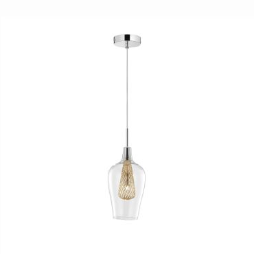Nova Luce Filo - lampe suspendue - Ø 14 x 120 cm - chrome et or